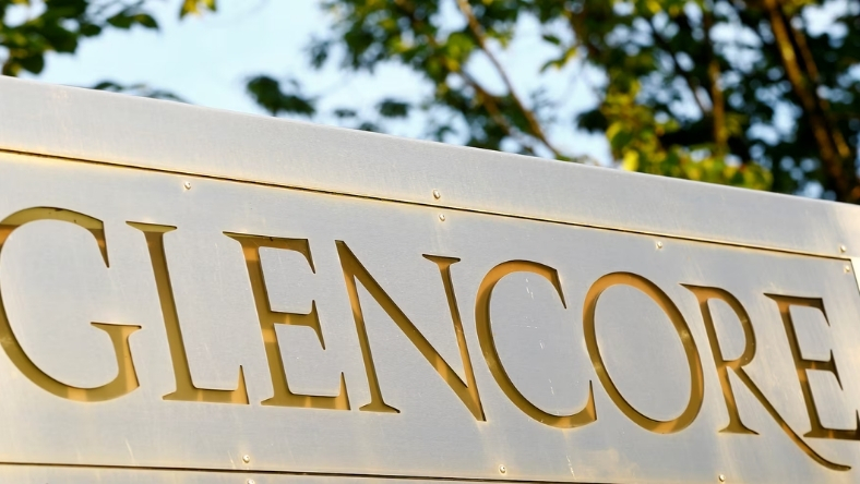 Glencore corporate sign displayed outside company premises